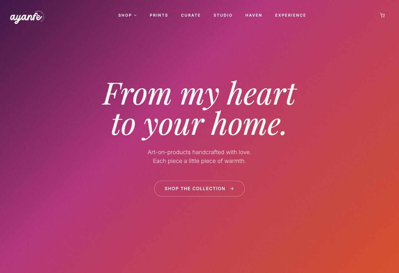 Ayanfe Haven homepage hero